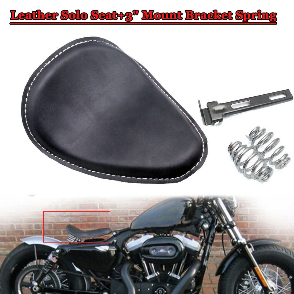 Motorcycle Solo Saddle + Spring Bracket for Sportster DYNA Chopper Bobber