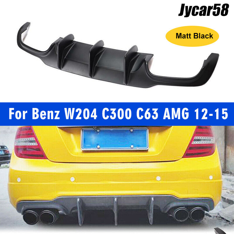 Matt Black Rear Bumper Lip Diffuser for Mercedes-Benz W204 C300 C63 AMG 2012-15