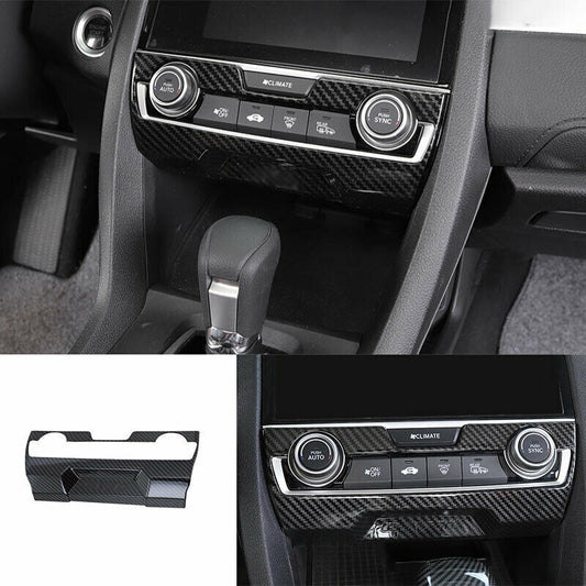 for Honda for Civic 10th 2016-2021 Carbon Fiber Central Console AC Switch Panel Trim