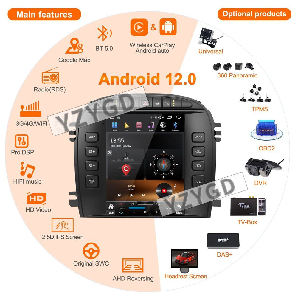 for Jaguar S-TYPE 2004 2005 CarPlay 2Din Car Radio Player Stereo Receiver Screen