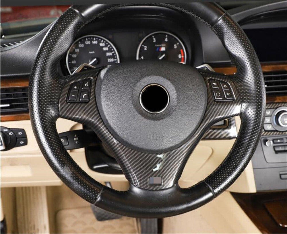 Carbon Fiber ABS Steering Wheel Panel Cover for BMW 3 Series E90 E92 E93 2005-12