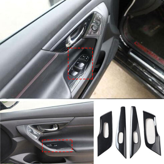 for Nissan Teana Altima 2014-2018 Carbon ABS Window Lift Lock Panel Switch Trims