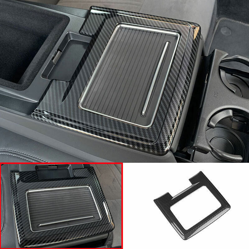 for Audi A6 A7 19-2022 Carbon Fiber Look Rear Drinking Glass Panel Cover Trim 1X