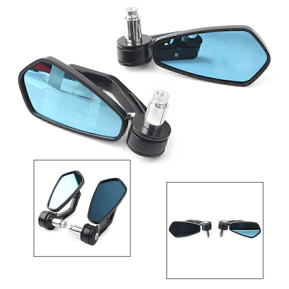 Rearview Black Handle Bar End Side Rearview Mirrors For 7/8 22mm Motorcycle