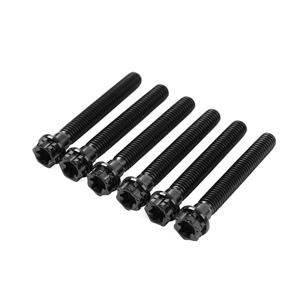 6pcs Bolts Torx Head Flange Screws M6x60mm Black For Motorcycle Bike