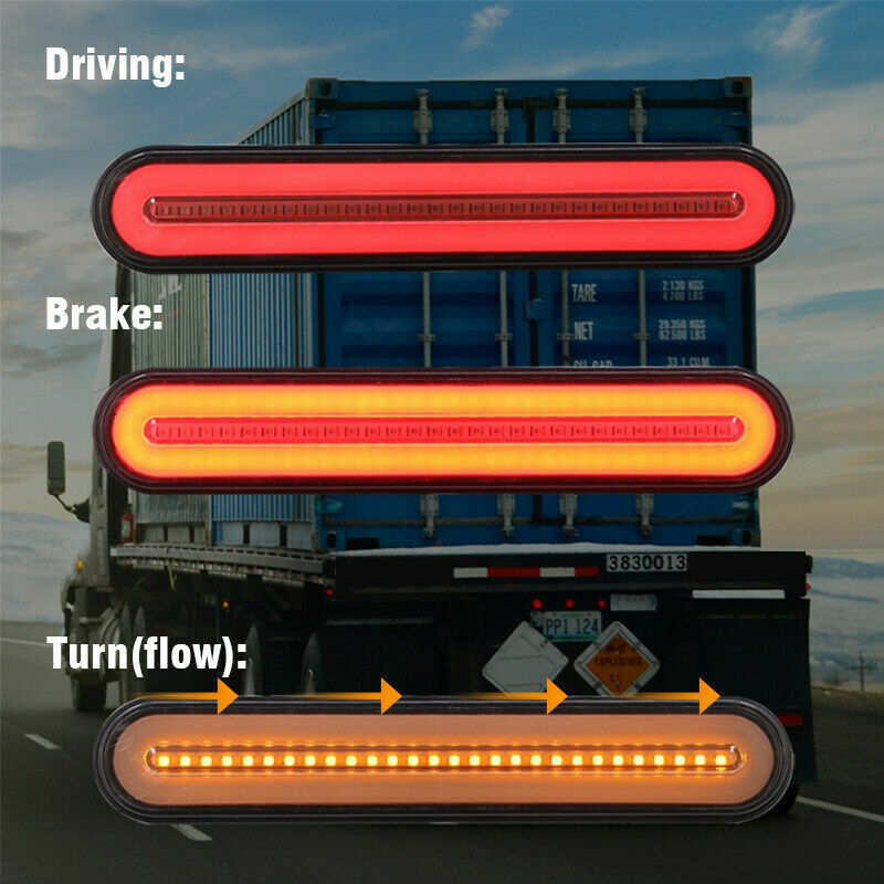 2 Neon LED Caravan Trailer Truck Stop Signal Brake Rear Taillight Strips