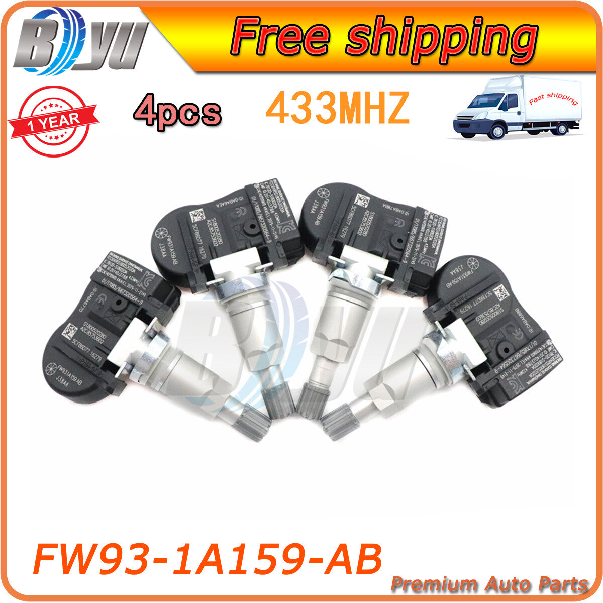 for Land Rover Discovery 4PCS TIRE PRESSURE MONITORING SENSOR TPMS FW93-1A159-AB