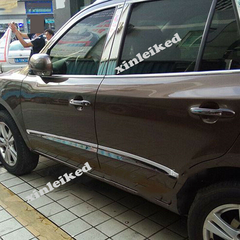 4X for Hyundai Santa Fe 2006-2012 Chrome Body Side Door Molding Cover Panel Trim