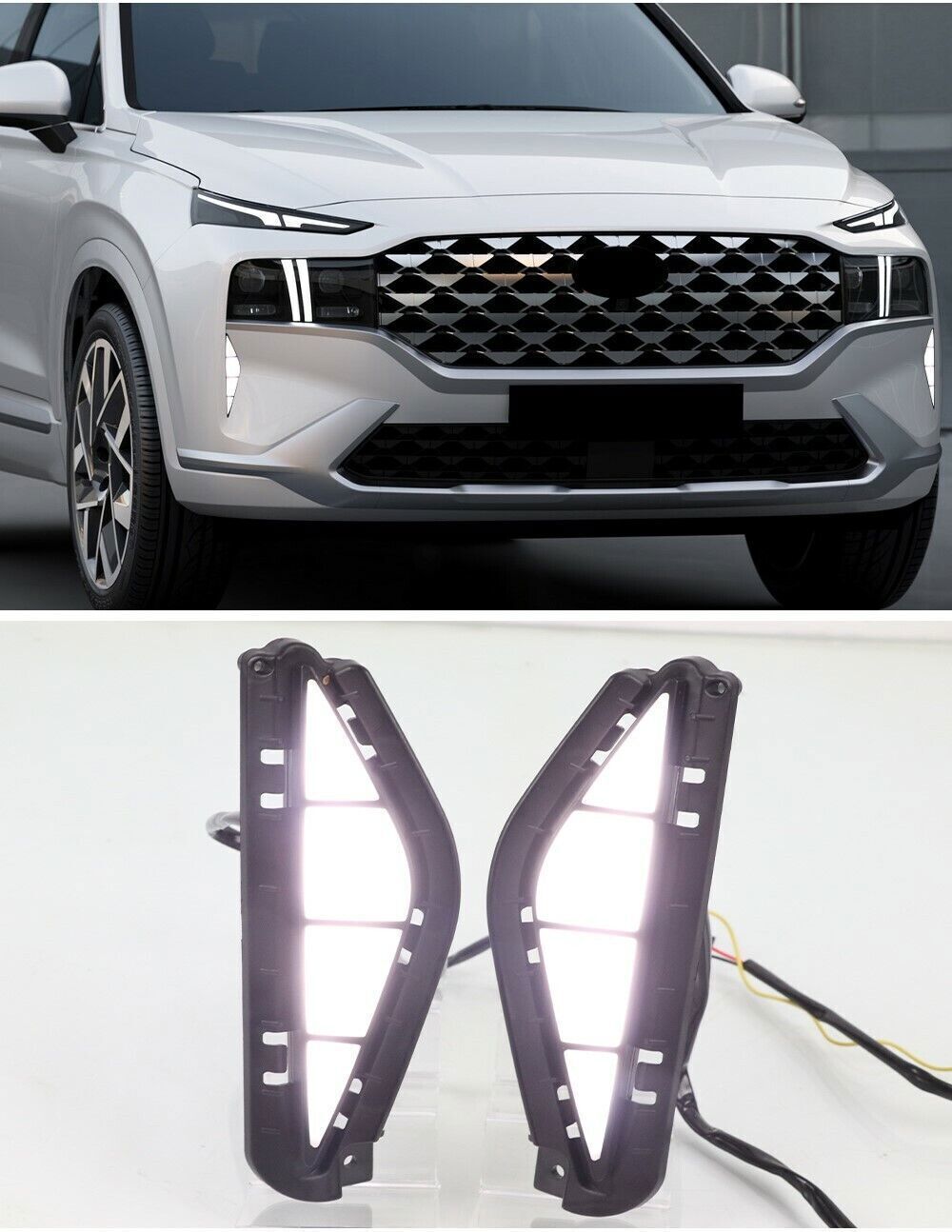 for Hyundai Santa Fe 2021-2022 LED DRL Daytime Running Lamps W/Turn Signal Pair