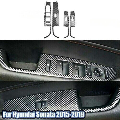 4pcs Fit for Hyundai Sonata 2015-2018 2019 Carbon Fiber Window Lift Panel Switch