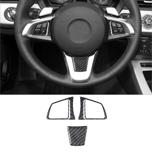 3X Carbon Fiber Interior Steering Wheel Set Cover Trim for BMW Z4 E89 2009-2016