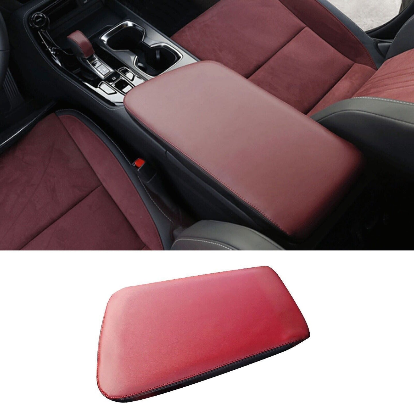 Red Leather Central Console Armrest Box Cover Trim for Lexus NX250 350 2022-2024