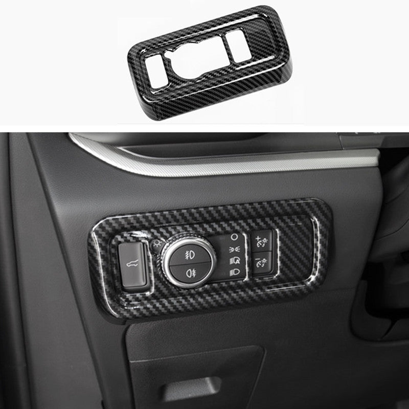for Ford Explorer 2020-2022 Carbon Fiber ABS Headlight Switch Button Frame Trim