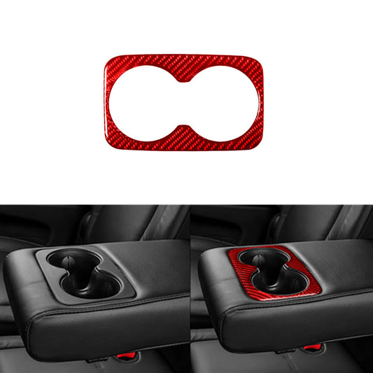 Red Carbon Fiber Rear Center Armrest Cup Holder Trim for Dodge Durango 2014-2020