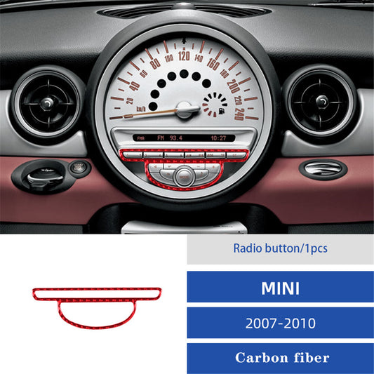 Red Carbon Fiber Speedometer Radio Control Trim Cover for Mini Cooper R55 R56