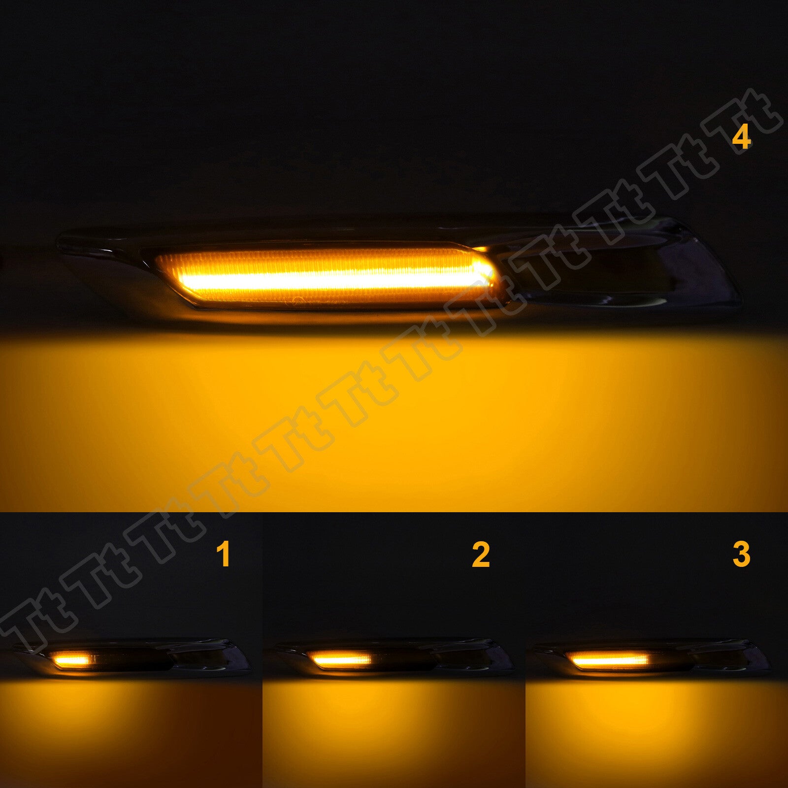 Sequential LED side marker lights and turn signals are applicable to 2011-13 for BMW 528i, 535i, and 550i models.