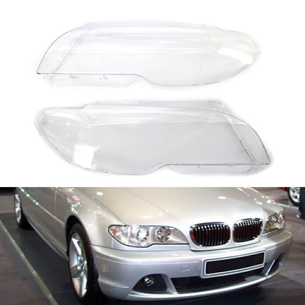Pair Headlight Headlamp Lens Cover Clear Fit for BMW E46 2DR Coupe 325ci 330ci 03-06