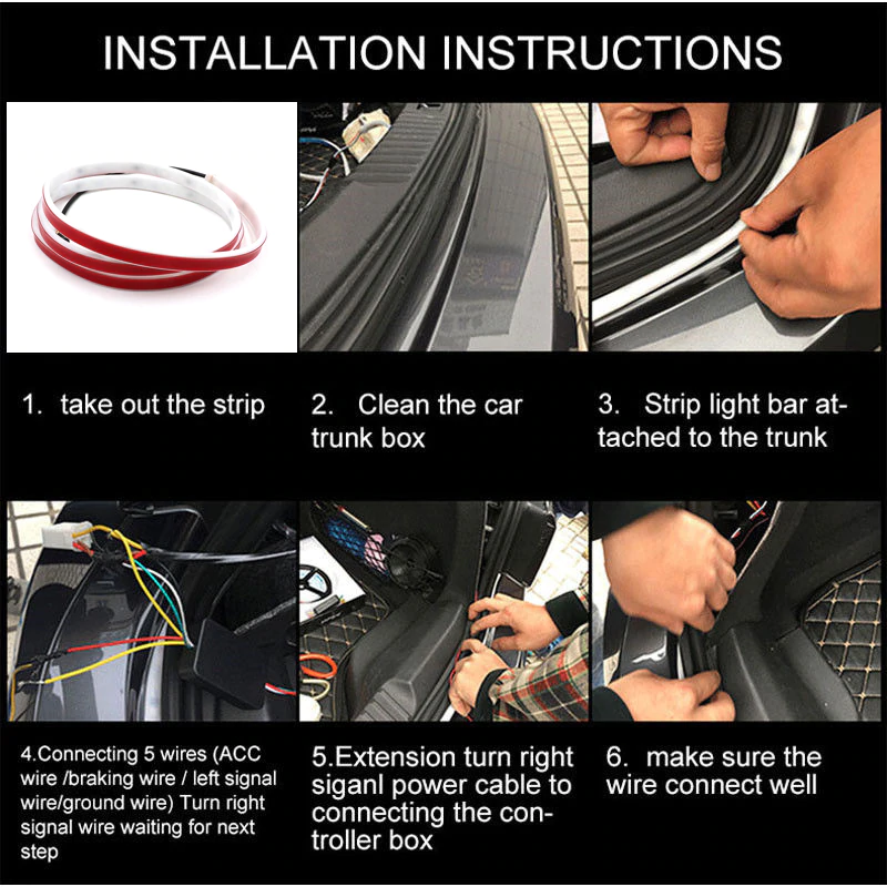 Dynamic LED taillight strip indicator stop position brake CAR taillight