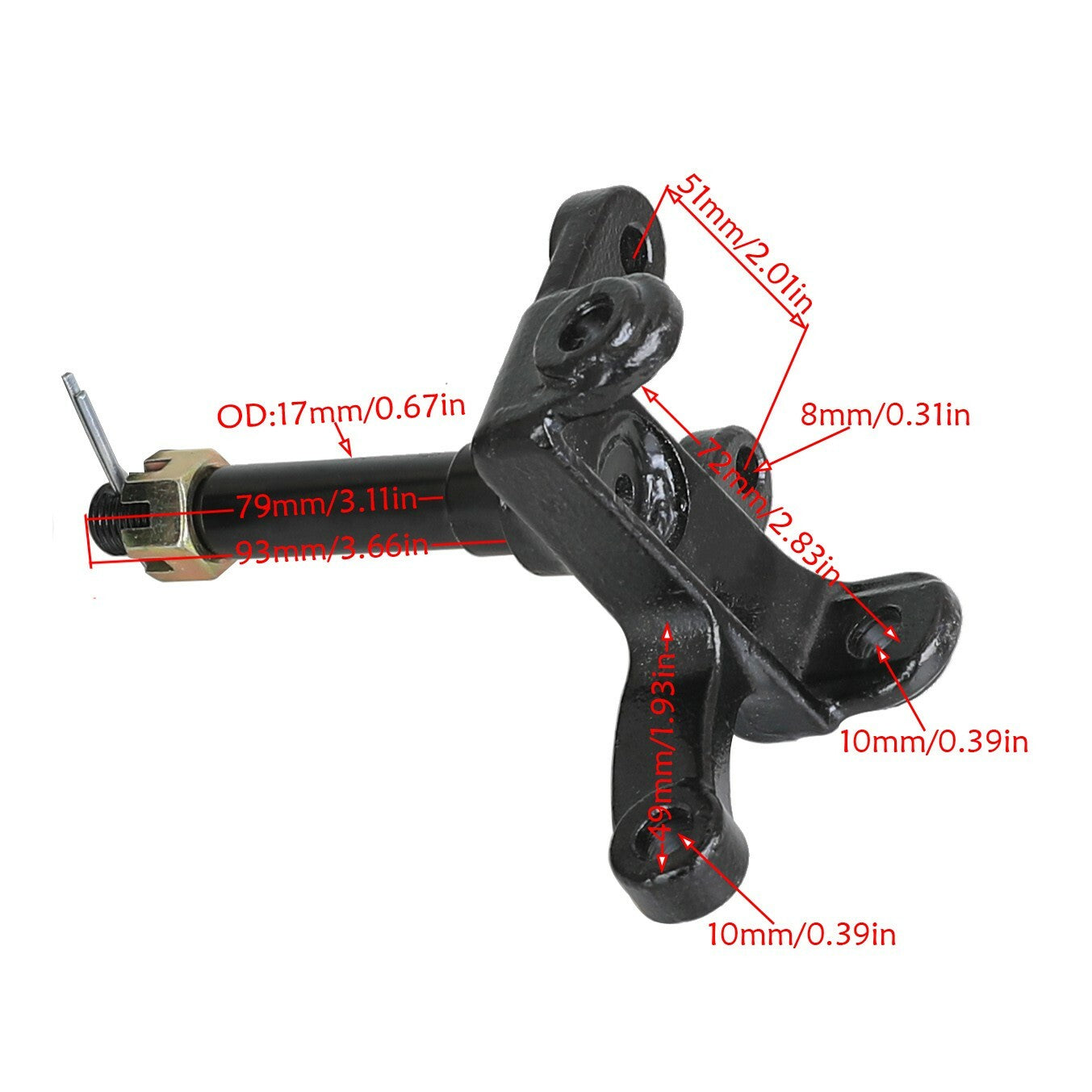 3-bolt front wheel hub steering joint + brake caliper rotor tie rod all-terrain vehicle go-kart