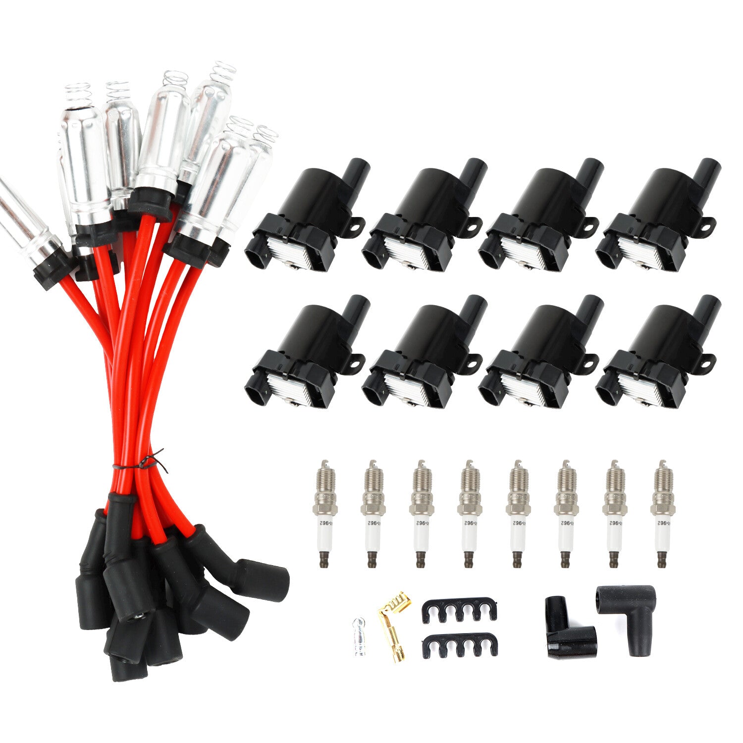 8x Ignition Coils+ Iridium Spark Plugs Spark Plug Wires for Chevy Silverado 1500