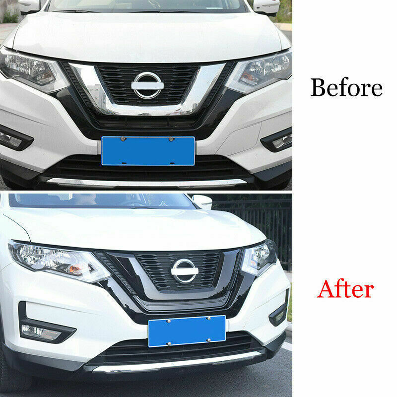 for Nissan Rogue 2017-2020 Glossy Black Replace Front Grille U Type Cover Trim