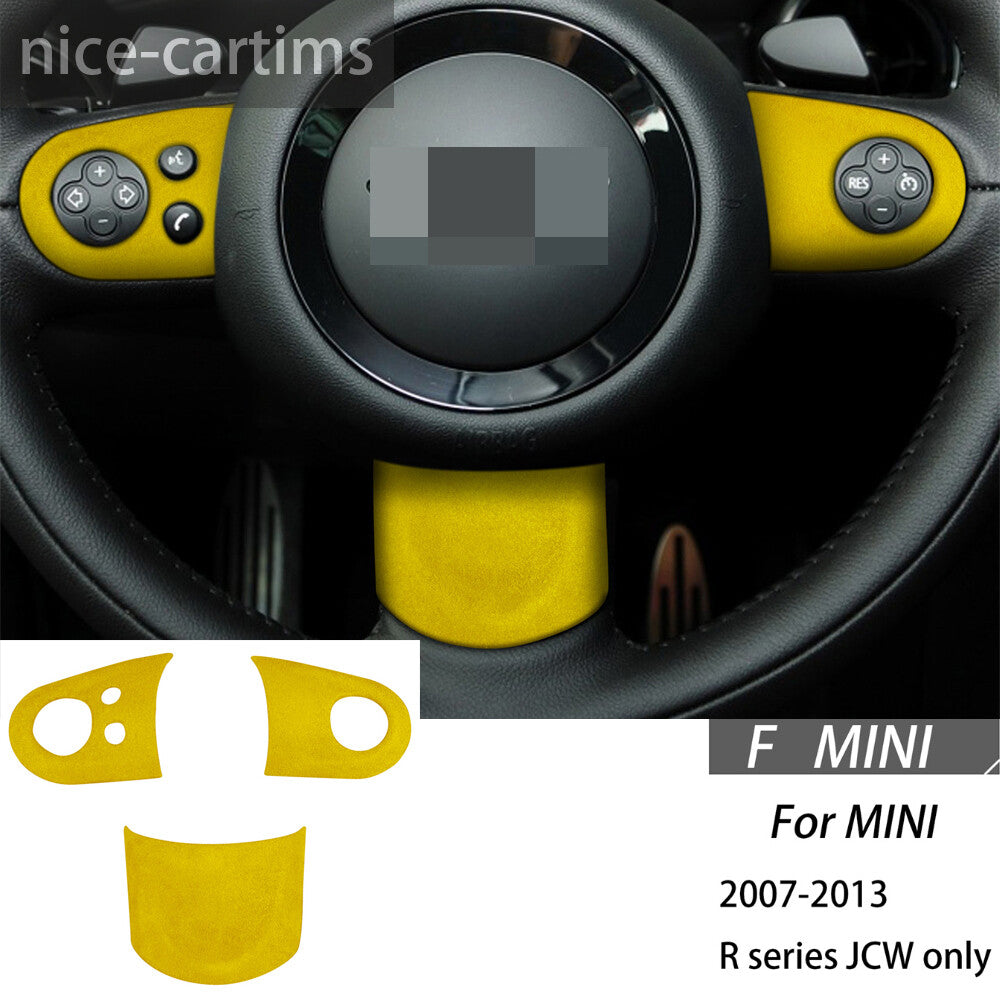 Suede Yellow Steering Wheel Cover for BMW for Mini Cooper R55 R56 R57 R58 R59 R60R61
