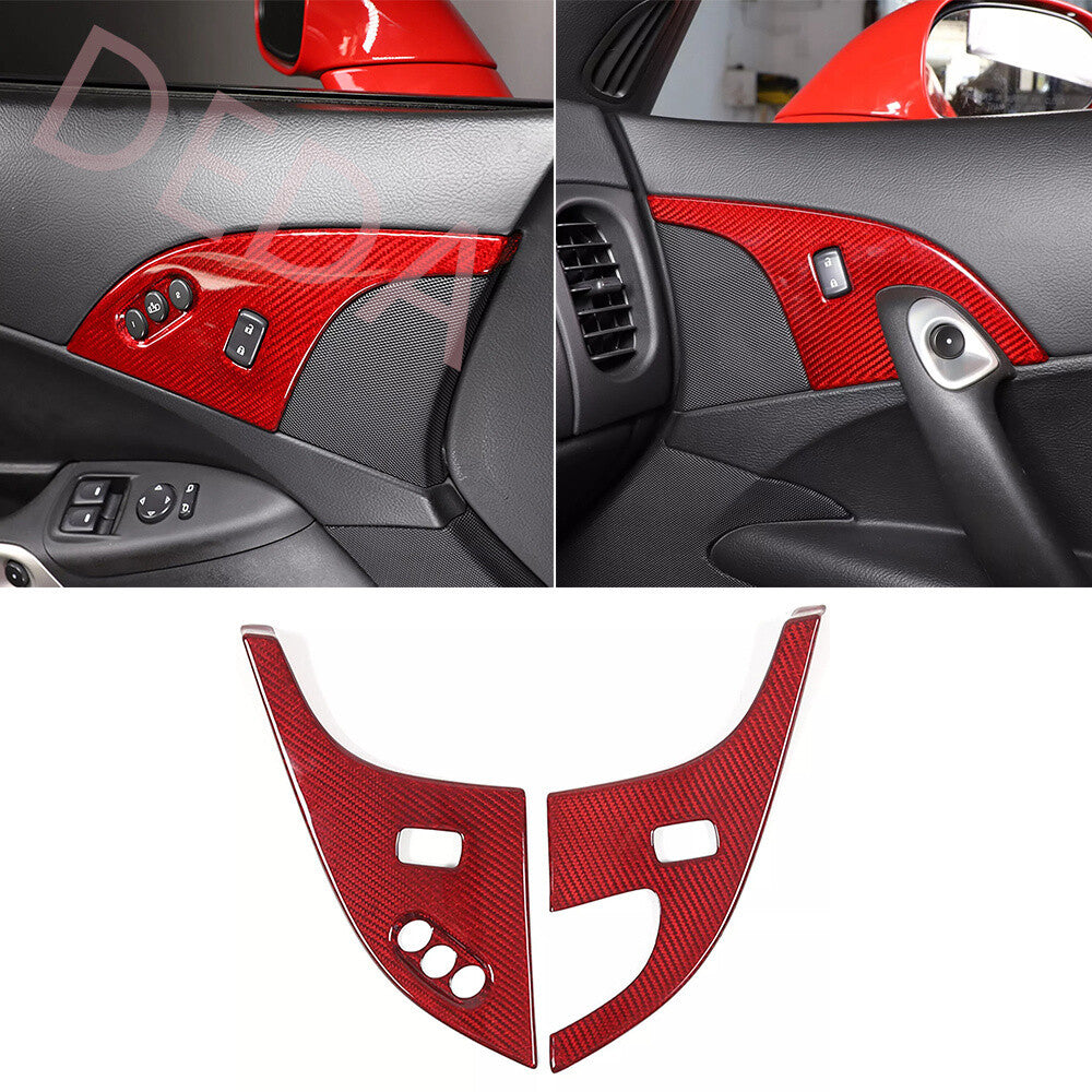 2¡ÁRed Carbon Fiber Child Door Lock Panel Cover for Chevrolet for Corvette C6 2005-13