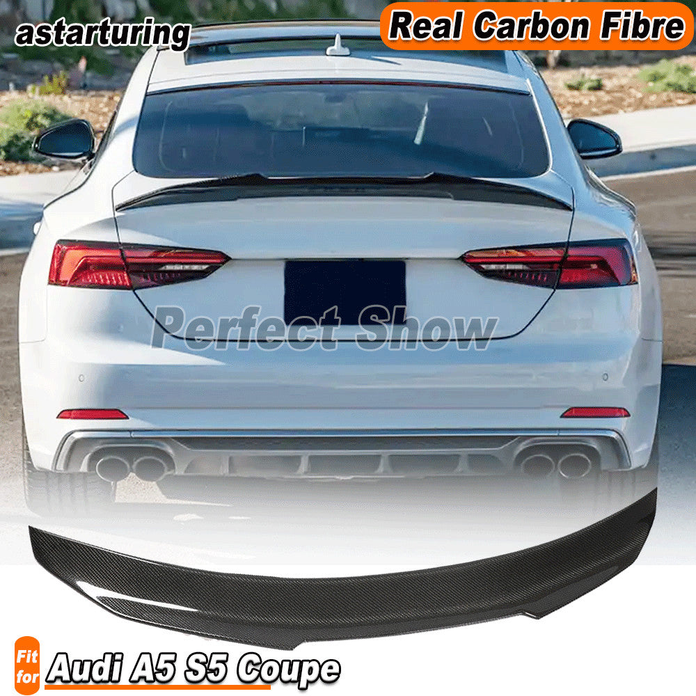 for Audi A5 S Line S5 RS5 B9 Coupe 17-22 Real Carbon Rear Trunk Spoiler Lip Wing