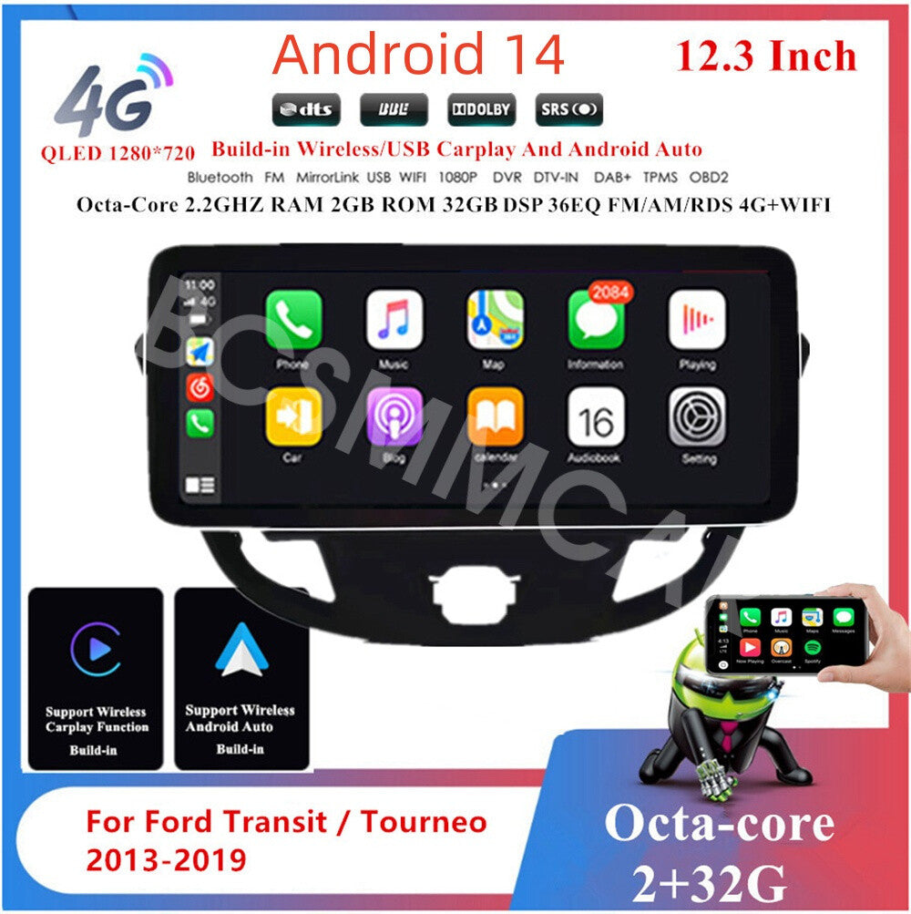 2+32G Car Stereo Radio GPS Carplay WIFI Fit for Ford Transit Custom 2013-2019