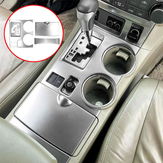 for Toyota Highlander 2008-13 Silver Steel Inner Console Gear Shift Panel Trim