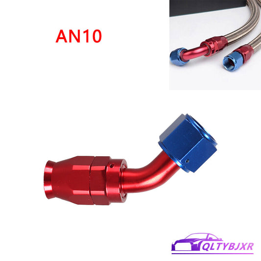 10AN PTFE Hose End Fittings 45Degree Aluminum Swivel AN10 For PTFE Hose Only Red