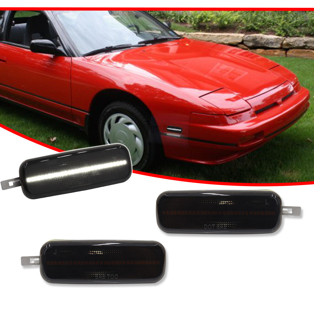 [SMOKED] White LED Side Marker Lights Pair Set for 89-94 240SX S13 93-97 Altima
