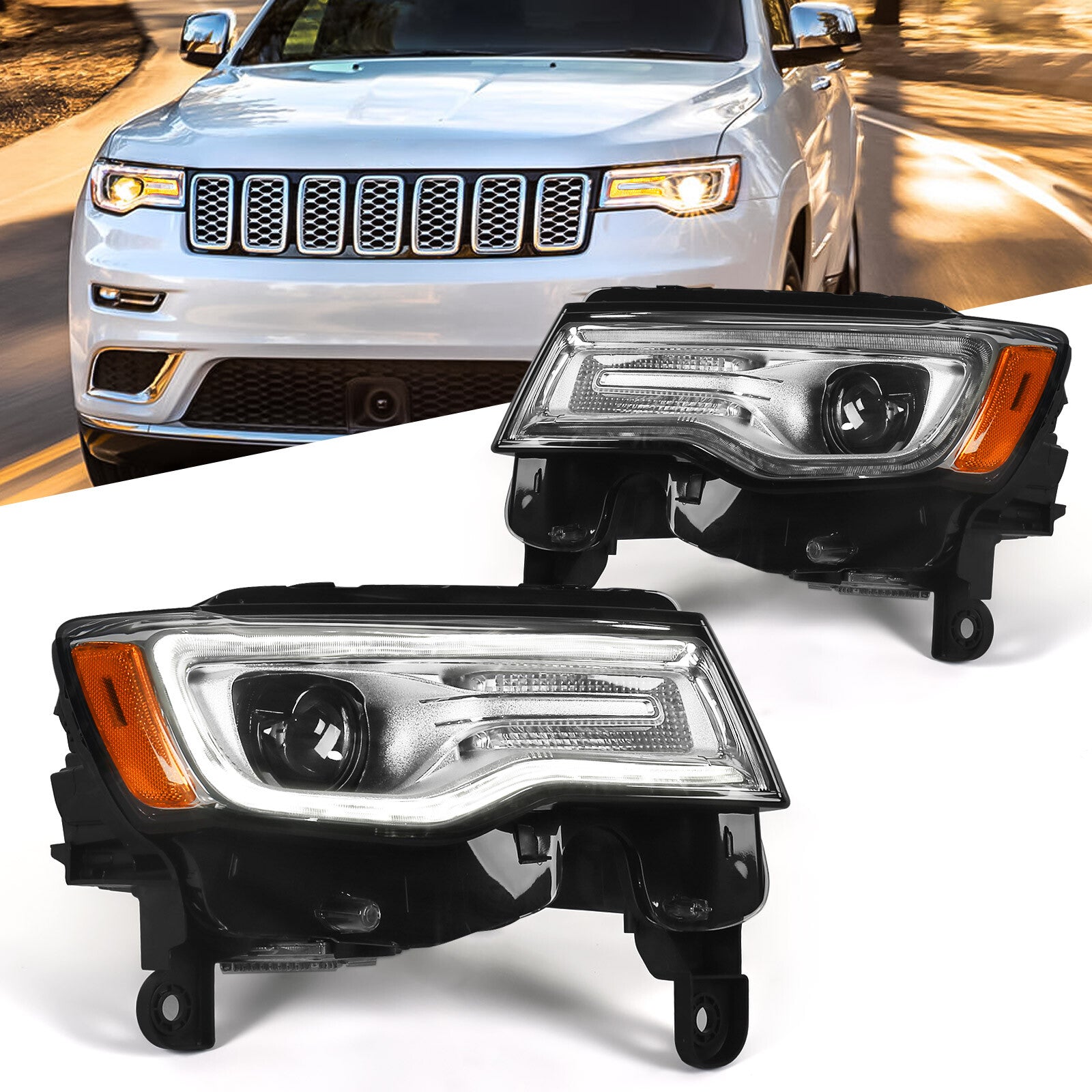 2P for 2017-21 for Jeep Grand Cherokee HID/Xenon Projector Headlight Assembly