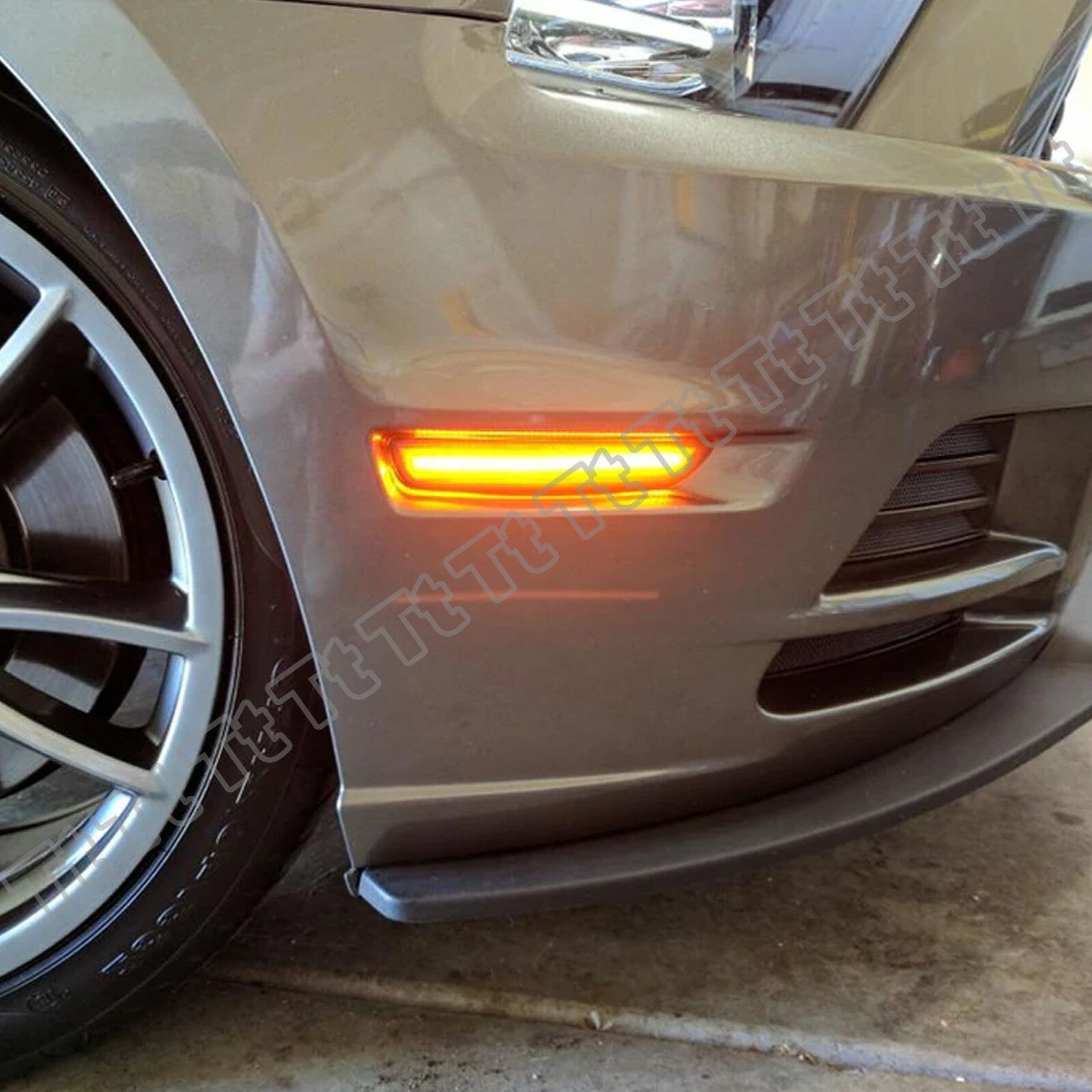 2-piece LED side marker lights and front fender amber lights for 2010-14 for Ford for Mustang Smoked