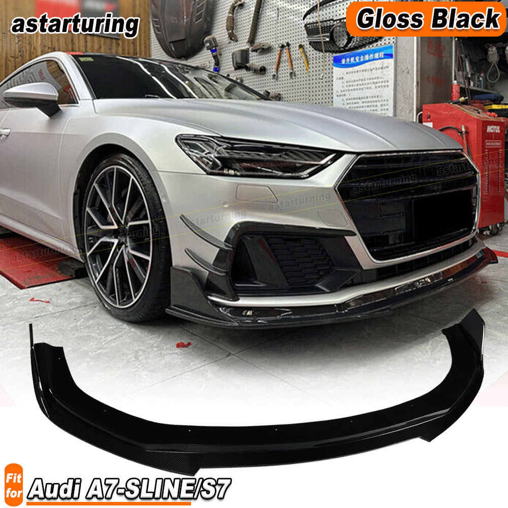 Fit for Audi A7-SLINE/S7 2019-2020 Gloss Black Front Bumper Lip Chin Spoiler
