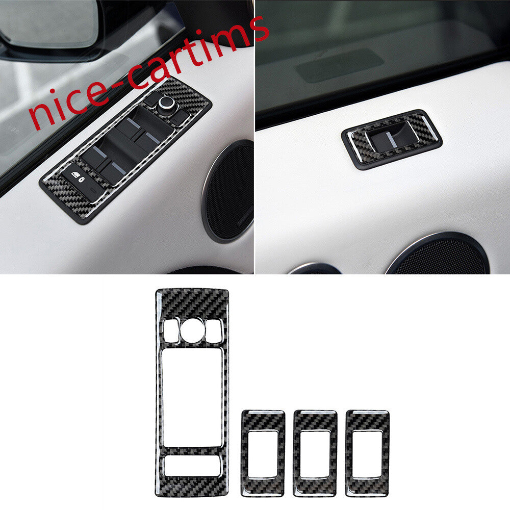 4¡ÁCarbon Fiber Window Lift Switch Button Trim For LR for Range Rover Sport 2014-2017