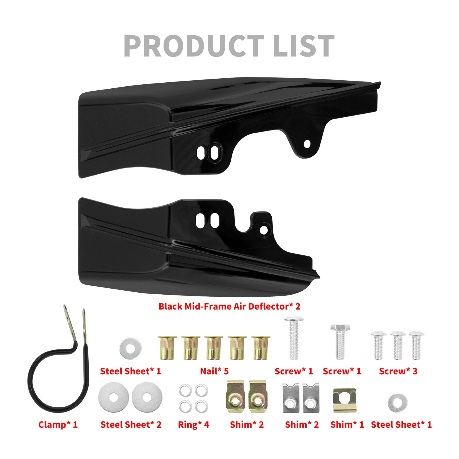 Black Mid-Frame Air Heat Deflectors for Harley Touring Electra Road Glide 01-08