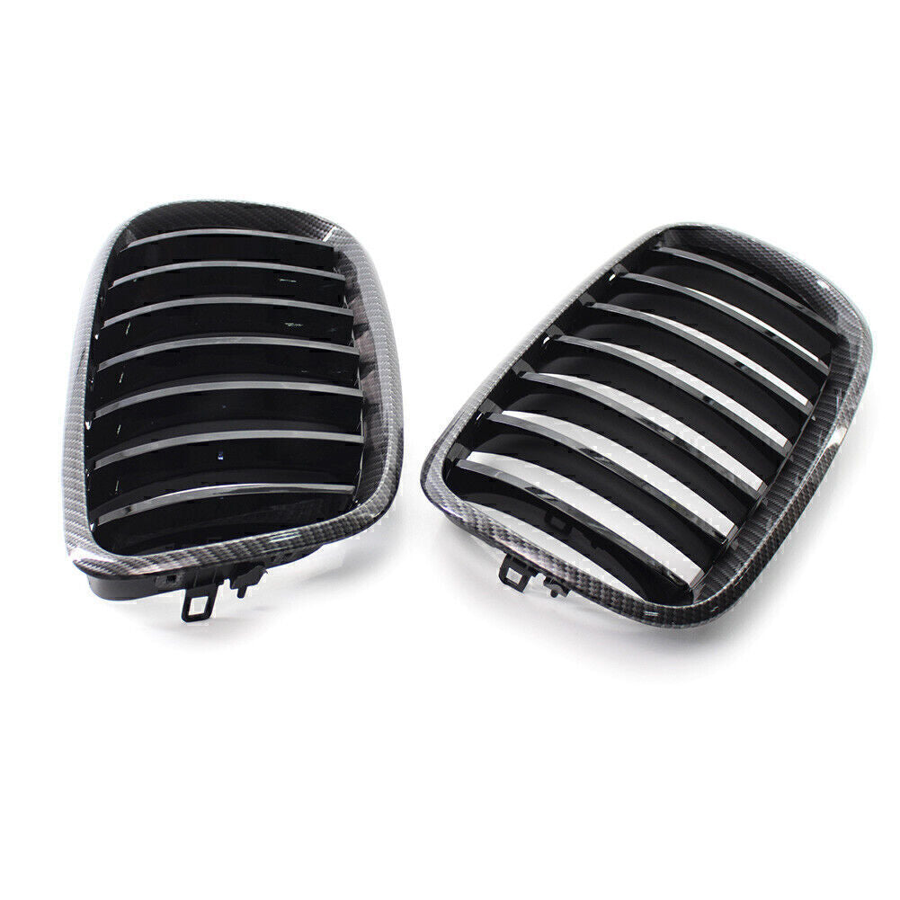 Carbon Style Frame Gloss Black Car Front Grille Fit for BMW E70 X5 E71 X6 2008-2013