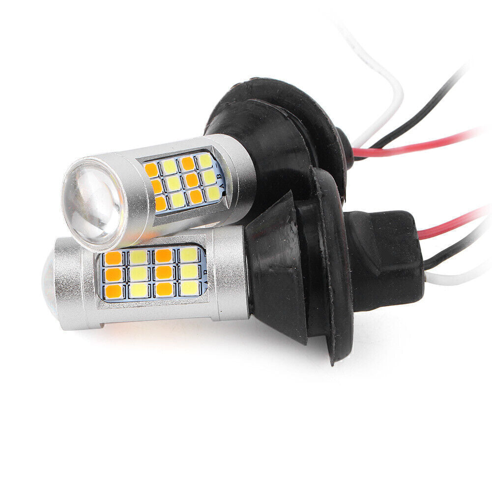 Dual-Color 42 9W Switchback DRL Turn Signal Light Amber White BAU15S 2835