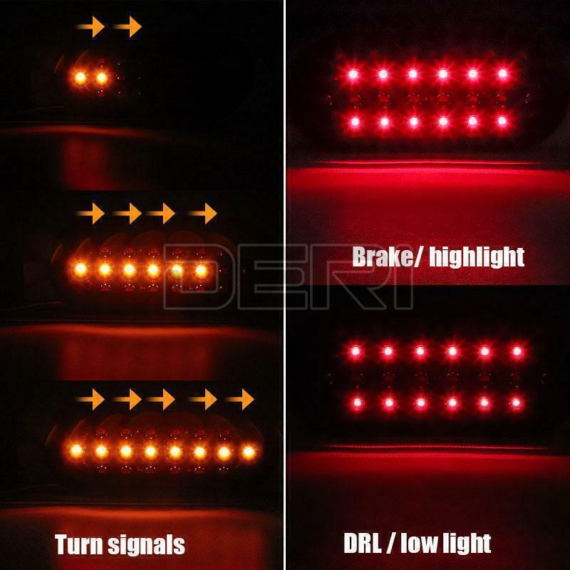 2pcs Amber+Red Oval Stop LED Turn Tail Brake Light Sequential DRL Trailer Truck