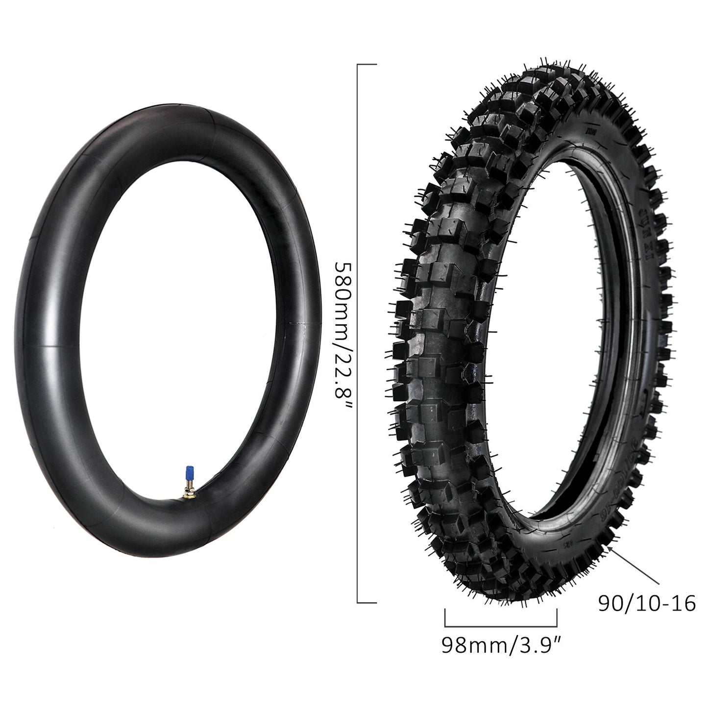 90/100-16 tire inner tubes are suitable for Kawasaki KX80 and for Honda CRF150 motorcycles/motocross bikes.