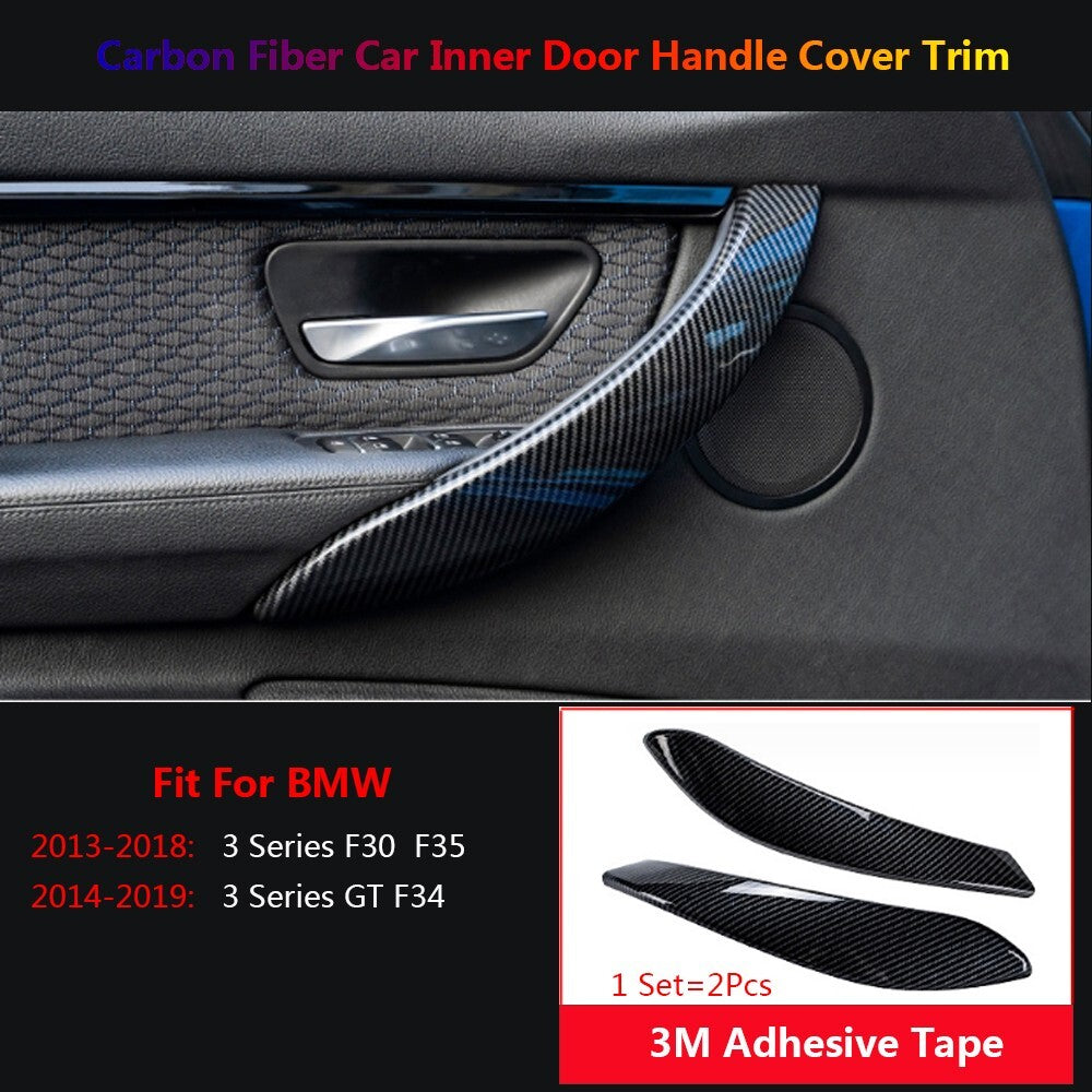2x Carbon Fiber for BMW 3 Series F34 Car Inner Door Handle Sleeve Cover Trim-