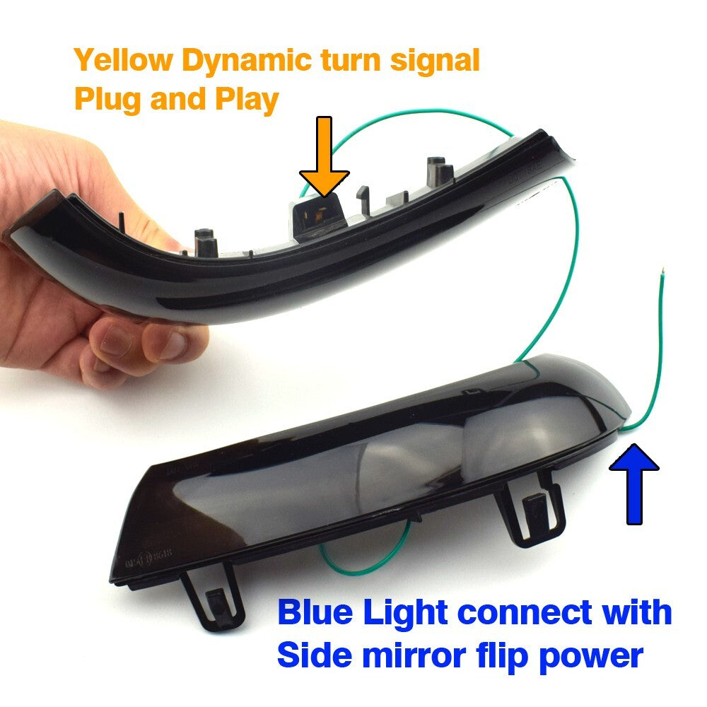 2pcs LED Side Mirror Dynamic Turn Signal Light for VW for Golf 5 for Jetta Yellow+Blue