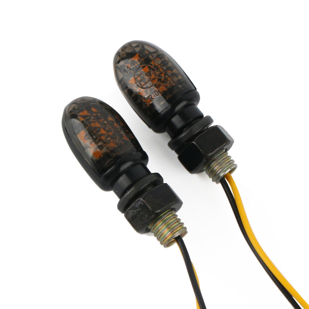 4x for Mini LED Turn Signal Indicators Motorcycle Amber Flashing Lights Black