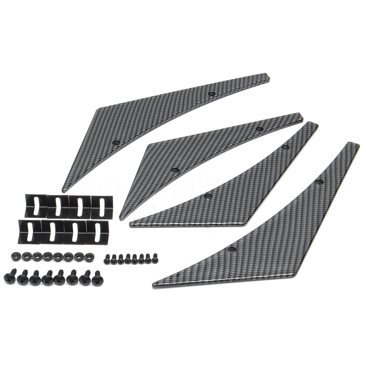 4x Carbon Fiber Car Bumper Lip Fins Canards Splitter Diffuser Valence Spoiler