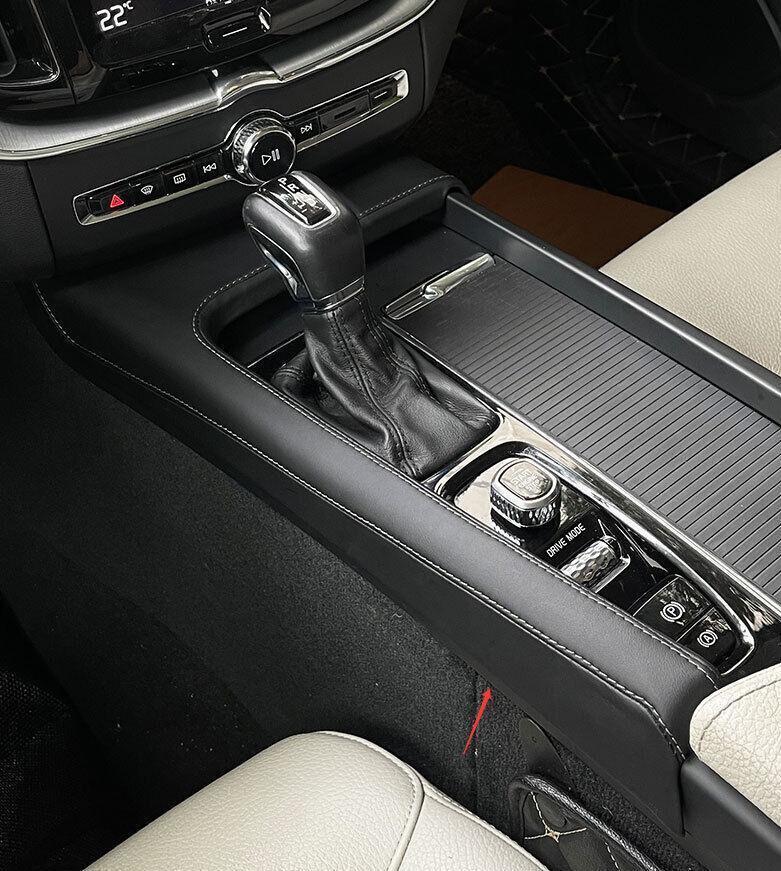 for Volvo S60 2019-2023 Black Leather Middle Console Gear Shift Frame Cover Trim