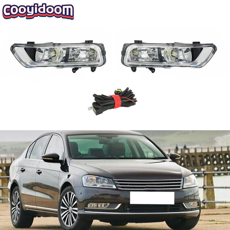 LED Front Fog Lights With Wire Harness for VW for Passat B7 2011-2015 Left + Right