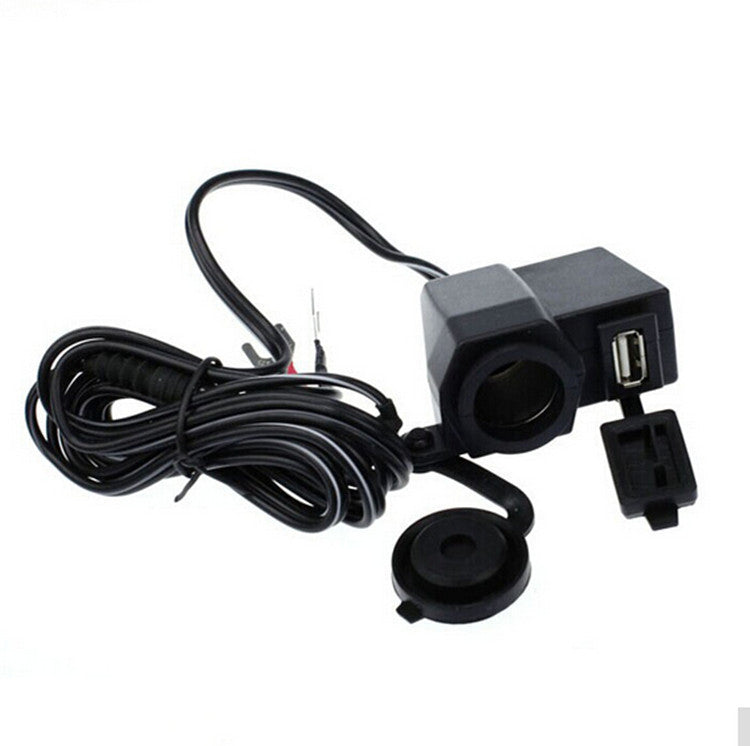 Motorcycle Waterproof Phone Cigarette Lighter USB Power Socket Charger Outlet