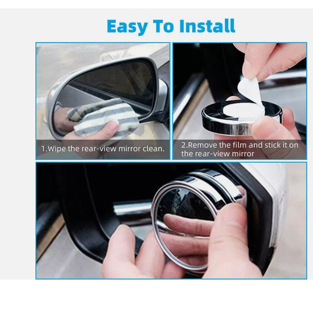 Adjustable Round HD Glass Convex Side Mirror 2pc Car Blind Spot Mirror