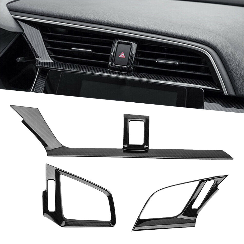 for Honda for Civic 10th 2016-2020 Carbon Fiber Inner Dashboard Air Vent Cover Trim